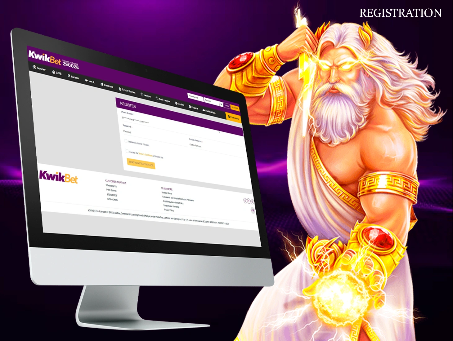 Register at Kwikbet to get access to real money betting and bonuses